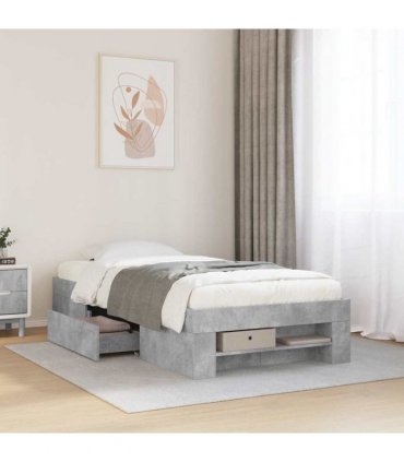 vidaXL Bed Frame without Mattress Concrete Grey 100x200cm