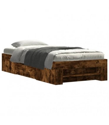 vidaXL Bed Frame without Mattress Smoked Oak 90x200 cm Engineered Wood