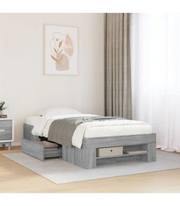 vidaXL Bed Frame without Mattress Grey Sonoma 90x200cm Engineered Wood