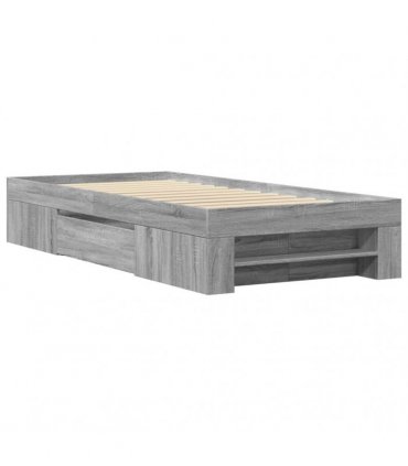 vidaXL Bed Frame without Mattress Grey Sonoma 90x200cm Engineered Wood