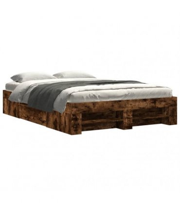 vidaXL Bed Frame without Mattress Smoked Oak 140x190cm Engineered Wood