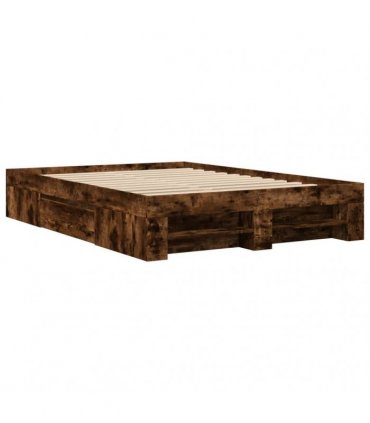 vidaXL Bed Frame without Mattress Smoked Oak 140x190cm Engineered Wood
