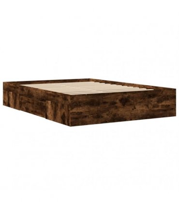 vidaXL Bed Frame without Mattress Smoked Oak 140x190cm Engineered Wood
