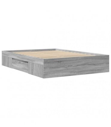 vidaXL Bed Frame without Mattress Grey Sonoma 140x190 cm