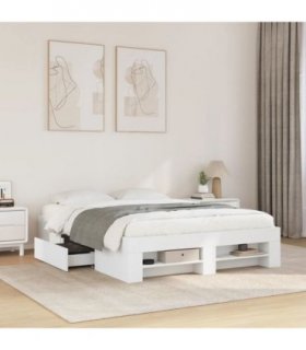 vidaXL Bed Frame without Mattress White 135x190 cm Engineered Wood