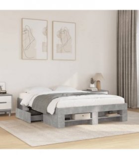 vidaXL Bed Frame without Mattress Concrete Grey 135x190cm