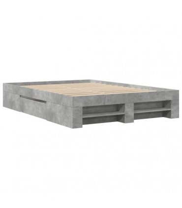 vidaXL Bed Frame without Mattress Concrete Grey 135x190cm