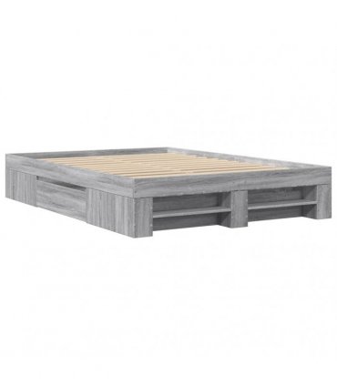 vidaXL Bed Frame without Mattress Grey Sonoma 135x190 cm