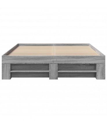 vidaXL Bed Frame without Mattress Grey Sonoma 135x190 cm