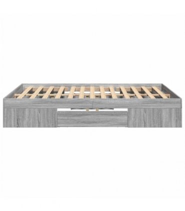 vidaXL Bed Frame without Mattress Grey Sonoma 135x190 cm