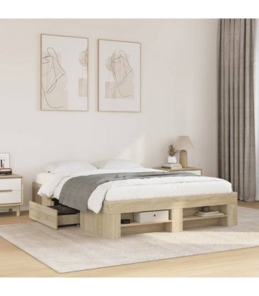 vidaXL Bed Frame without Mattress Sonoma Oak 120x190cm Engineered Wood
