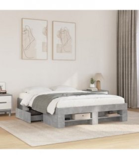 vidaXL Bed Frame without Mattress Concrete Grey 120x190cm