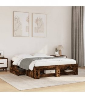 vidaXL Bed Frame without Mattress Smoked Oak 120x190cm Engineered Wood