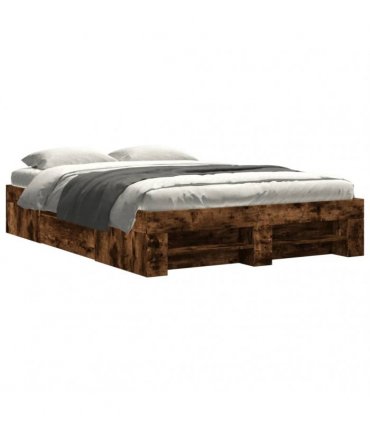 vidaXL Bed Frame without Mattress Smoked Oak 120x190cm Engineered Wood