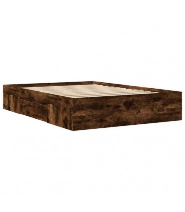 vidaXL Bed Frame without Mattress Smoked Oak 120x190cm Engineered Wood