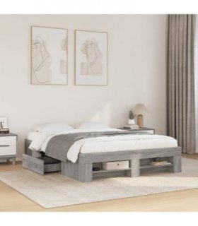 vidaXL Bed Frame without Mattress Grey Sonoma 120x190 cm
