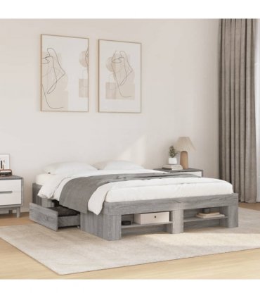 vidaXL Bed Frame without Mattress Grey Sonoma 120x190 cm