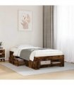 vidaXL Bed Frame without Mattress Smoked Oak 90x190 cm Engineered Wood