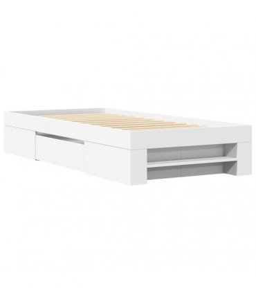 vidaXL Bed Frame without Mattress White 75x190 cm Engineered Wood