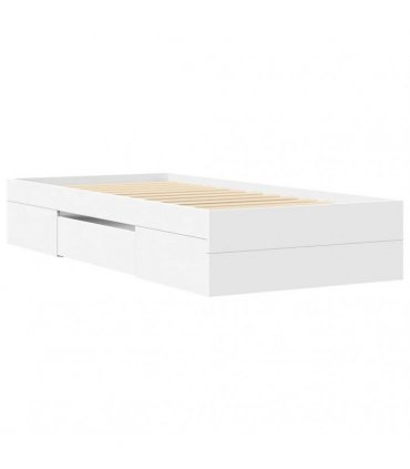 vidaXL Bed Frame without Mattress White 75x190 cm Engineered Wood