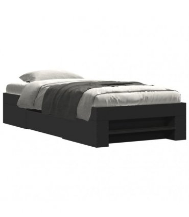 vidaXL Bed Frame without Mattress Black 75x190 cm Engineered Wood