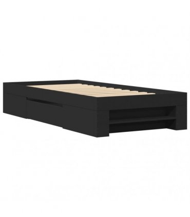 vidaXL Bed Frame without Mattress Black 75x190 cm Engineered Wood