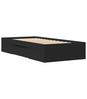 vidaXL Bed Frame without Mattress Black 75x190 cm Engineered Wood