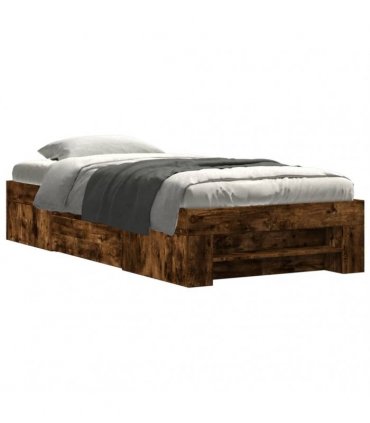 vidaXL Bed Frame without Mattress Smoked Oak 75x190 cm Engineered Wood