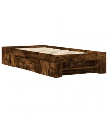 vidaXL Bed Frame without Mattress Smoked Oak 75x190 cm Engineered Wood