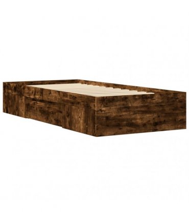 vidaXL Bed Frame without Mattress Smoked Oak 75x190 cm Engineered Wood