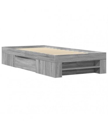 vidaXL Bed Frame without Mattress Grey Sonoma 75x190cm Engineered Wood