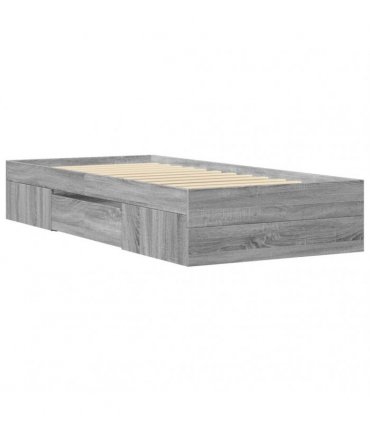 vidaXL Bed Frame without Mattress Grey Sonoma 75x190cm Engineered Wood