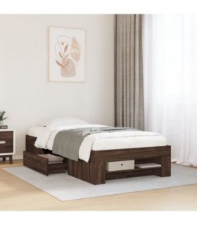 vidaXL Bed Frame without Mattress Brown Oak 75x190 cm Engineered Wood