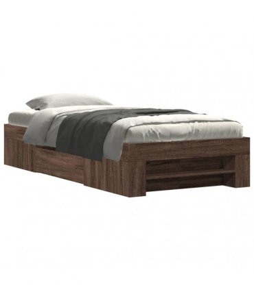 vidaXL Bed Frame without Mattress Brown Oak 75x190 cm Engineered Wood
