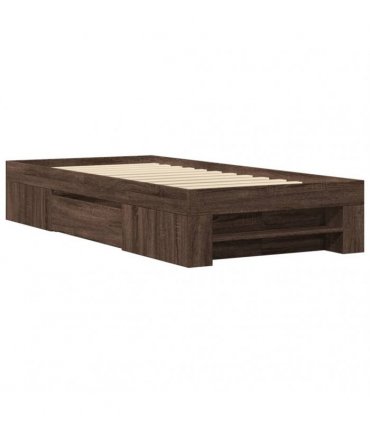 vidaXL Bed Frame without Mattress Brown Oak 75x190 cm Engineered Wood