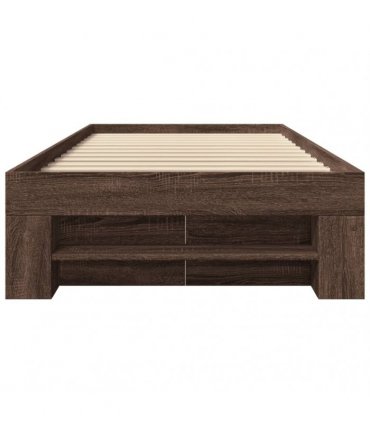 vidaXL Bed Frame without Mattress Brown Oak 75x190 cm Engineered Wood