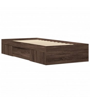 vidaXL Bed Frame without Mattress Brown Oak 75x190 cm Engineered Wood