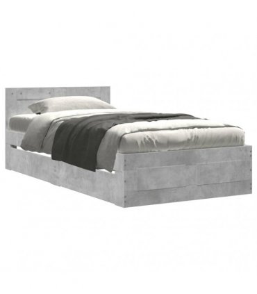 vidaXL Bed Frame with Headboard Concrete Grey 90x200 cm