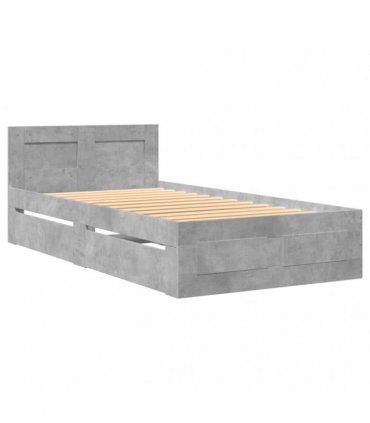 vidaXL Bed Frame with Headboard Concrete Grey 90x200 cm