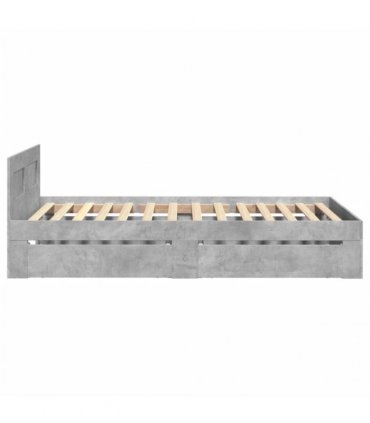 vidaXL Bed Frame with Headboard Concrete Grey 90x200 cm