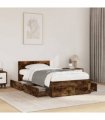 vidaXL Bed Frame with Headboard without Mattress Smoked Oak 90x200 cm