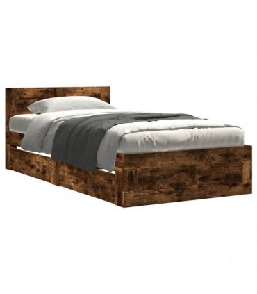 vidaXL Bed Frame with Headboard without Mattress Smoked Oak 90x200 cm