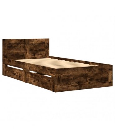 vidaXL Bed Frame with Headboard without Mattress Smoked Oak 90x200 cm