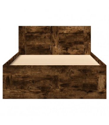 vidaXL Bed Frame with Headboard without Mattress Smoked Oak 90x200 cm