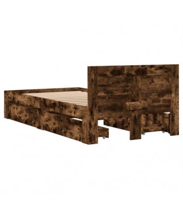 vidaXL Bed Frame with Headboard without Mattress Smoked Oak 90x200 cm