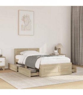 vidaXL Bed Frame with Headboard without Mattress Sonoma Oak 75x190 cm