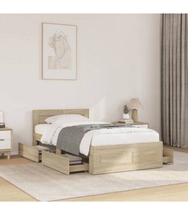 vidaXL Bed Frame with Headboard without Mattress Sonoma Oak 75x190 cm