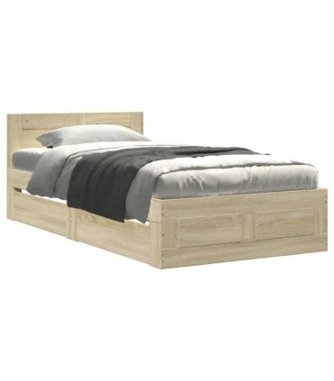 vidaXL Bed Frame with Headboard without Mattress Sonoma Oak 75x190 cm