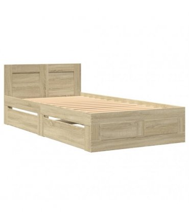 vidaXL Bed Frame with Headboard without Mattress Sonoma Oak 75x190 cm
