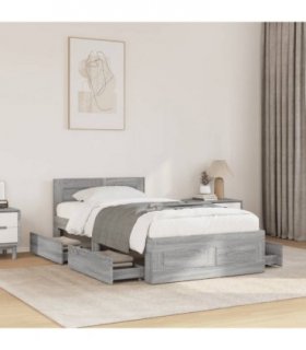vidaXL Bed Frame with Headboard Concrete Grey 75x190 cm